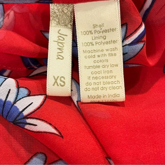 Japan short sleeve Floral Red fake Wrap Dress size extra small - Picture 11 of 13